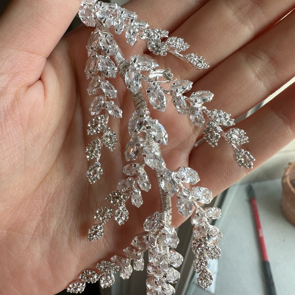 Bridal Sterling Silver Crystal head piece (set of 2)